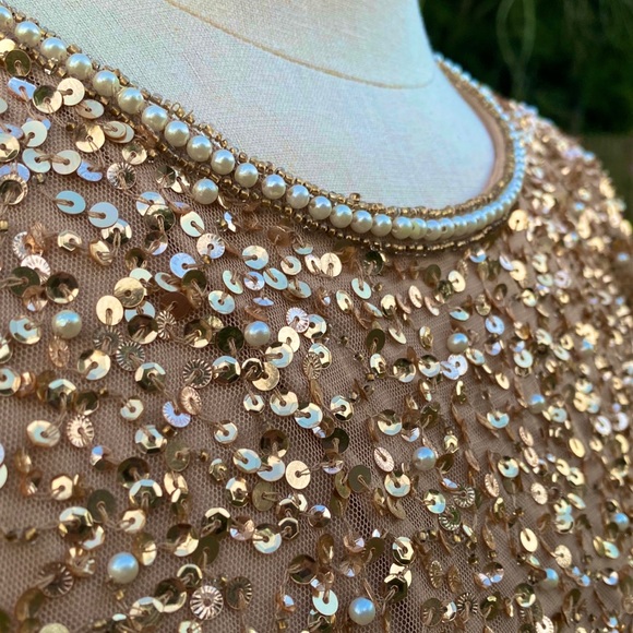 Adrianna Papell | Flutter Sleeve Beaded Dress - Picture 5 of 7